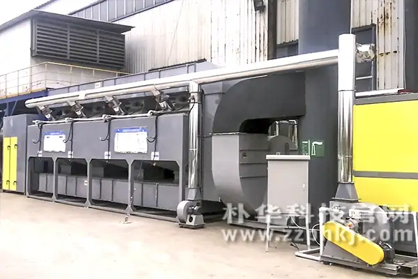 案例:废气净化催化燃烧设备安装在河北客户喷漆房